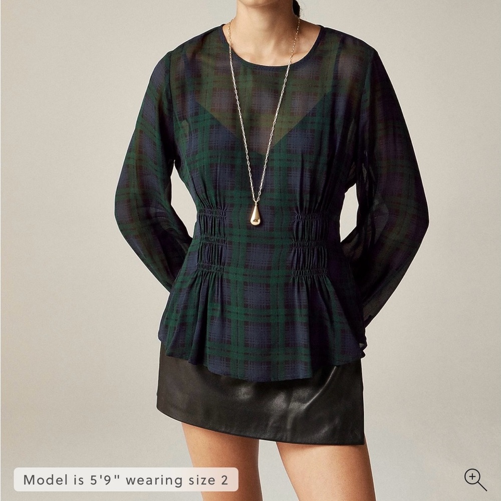 J. Crew Women's Dark Plaid Blouse